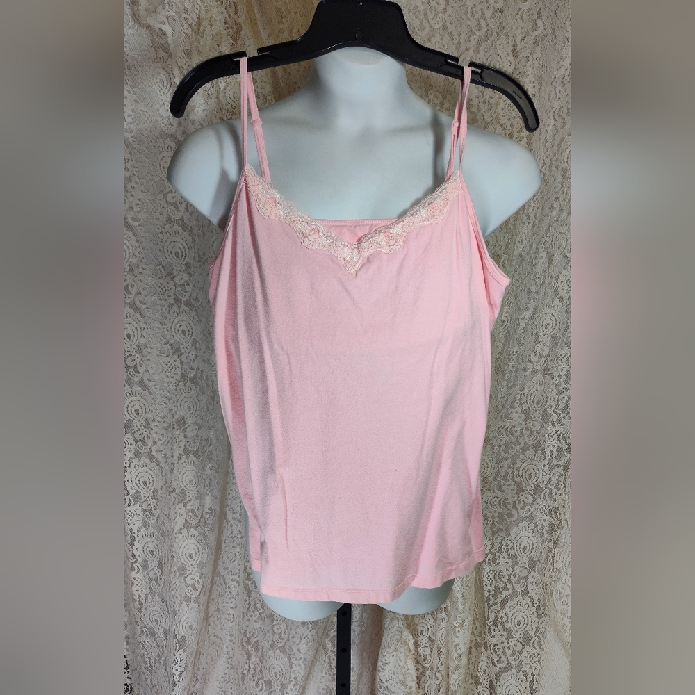 Allison Whitmore Pink Lace Trim Shelf Bra Camisole Top NWOT BY